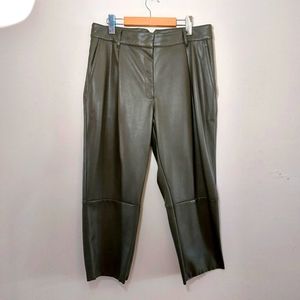 H&M Khaki Coloured Faux Leather Pants